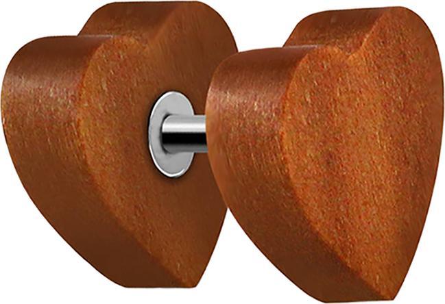 Star Piercing Fake Plug Herz aus Sawo Holz (ohne Messing, Organisch)
