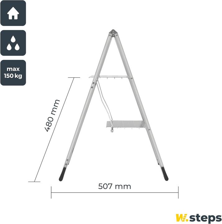 Produktbild Schneider Electric WIBE LADDERS Vikingstep midi 2 trin. H:480mmxB:571mmxD507mm. Vaegt 5,1kg (Trittleiter, 50.70 cm)