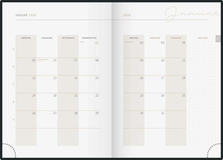 Actual product image Ridoide rido idé Tagesagenda Design Line Monstera Blume, 2026, Nude (148 x 210 mm, German)