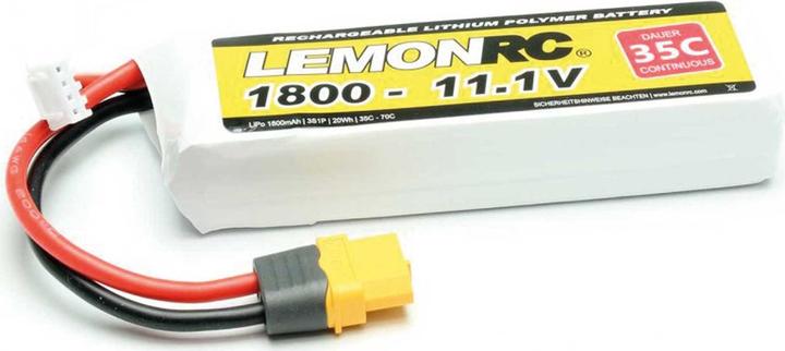 Actual product image LemonRC Model battery pack (LiPo) 11.1 V 1800 mAh Cell count: 3 35 C Softcase X (11.10 V, 1800 mAh)