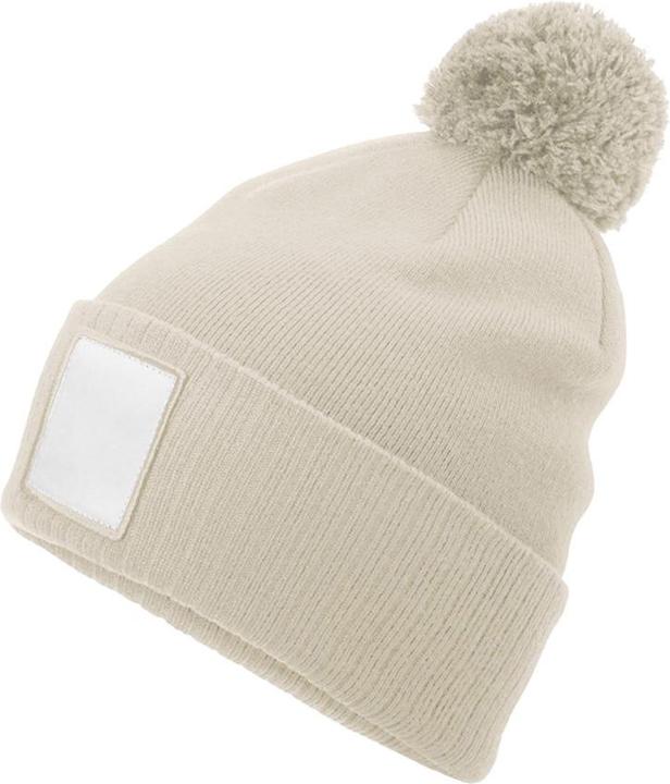 Actual product image Beechfield Pom Pom Appliqué Patch Beanie