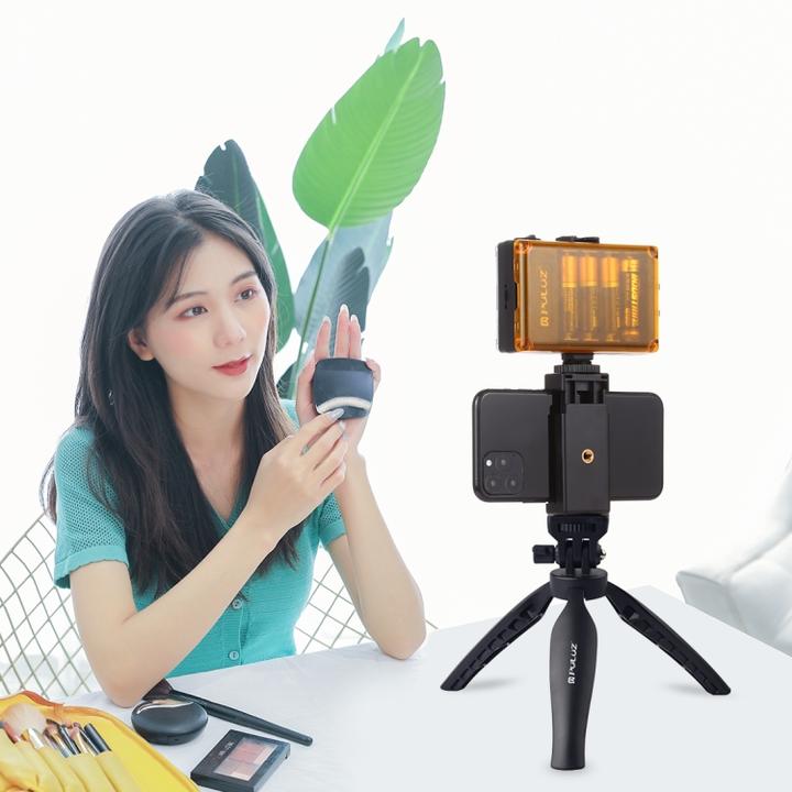 Image du produit Puluz Desk Plastic Tripod Mount with Phone Clamp & Adjusting Tripod Head for Smartphones (Black) (Matières plastiques)
