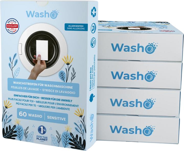 Actual product image Washo Washing strips (60 Washing cycles, Washcloths)