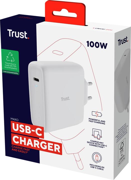 Actual product image Trust MAXO 100W USB-C CHARGER WHT (100 W)