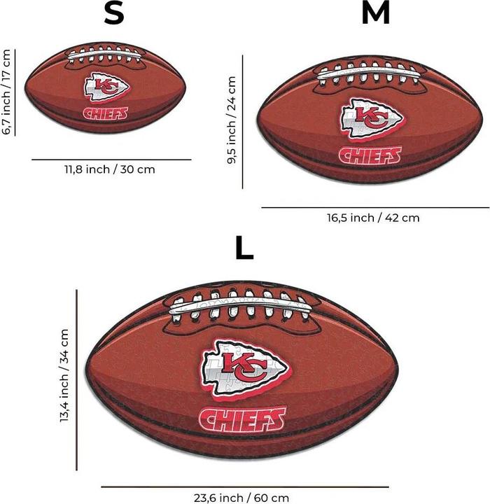 Produktbild Iconic NFL - Kansas City Chiefs – Football mit Logo - Holz Puzzle Grösse L (500 Teile) (500 Teile)