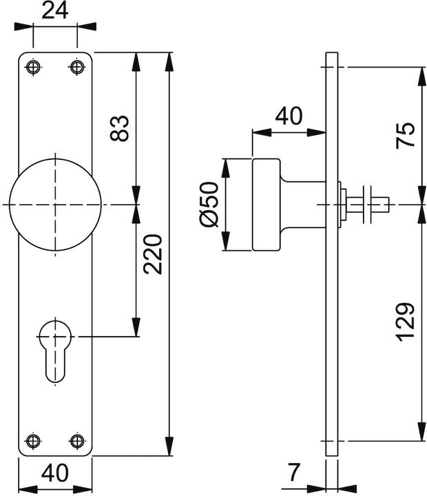 Actual product image Hoppe Knob escutcheon 54/202 Aluminium F1 PZ (Door handle)
