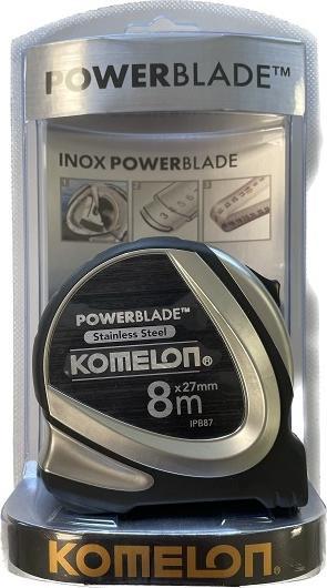 Komelon 8 m stainless steel tape measure, (IPB87), INOX POWERBLADE (8 m)