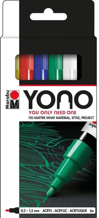 Image du produit Marabu Marqueur acrylique YONO set 0.5 - 1.5 mm, 6 pièces, multicolore (Multicolore, 1.50 mm, 6 x)