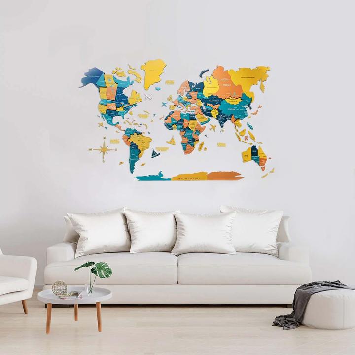 Image du produit Enjoy The Wood Carte du monde en 3D (120 x 200 cm)