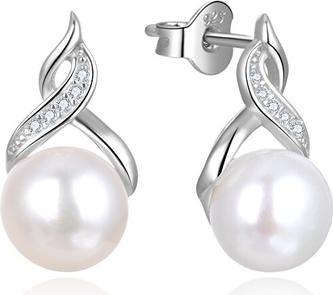 Beneto Luxury pearl earrings with zircons AGUP2616P-WHITE