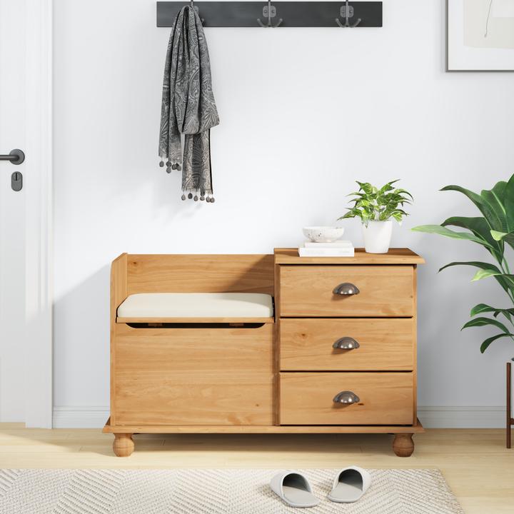 Immagine prodotto VidaXL Panca da ingresso "ASKIM" marrone miele 100x39x62 cm in legno di pino massiccio (100 cm)