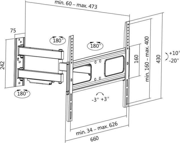 Produktbild LogiLink TV Wandhalterung (Wand, 70", 50 kg)