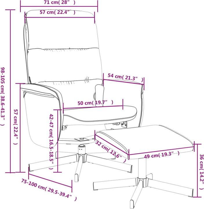 Actual product image VidaXL Massage chair with footstool light grey fabric,colour