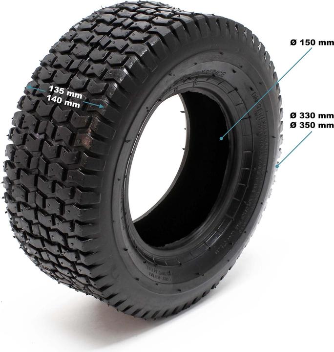 Produktbild Wiltec Reifen für den Aufsitzmäher 15x6.00-6 4pr mit Schlauch Winkelventil Komplettrad