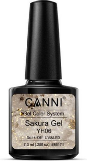 Canni Gellack Sakura YH06 UV/LED (Grau-Braun Glitzer, UV-Gel Lack)