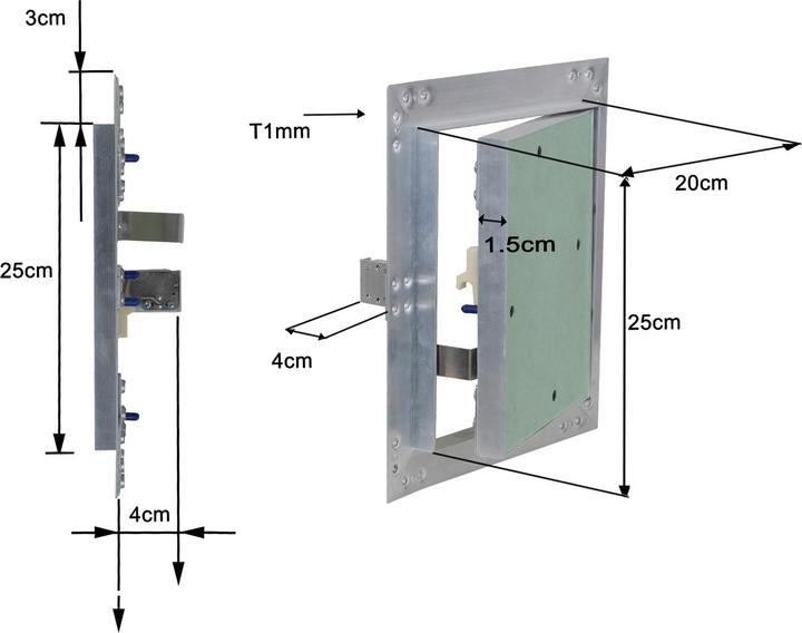Actual product image Wiltec Access Panel Inspection Revision Door 20x25cm Aluminum Frame Hoist Drywall