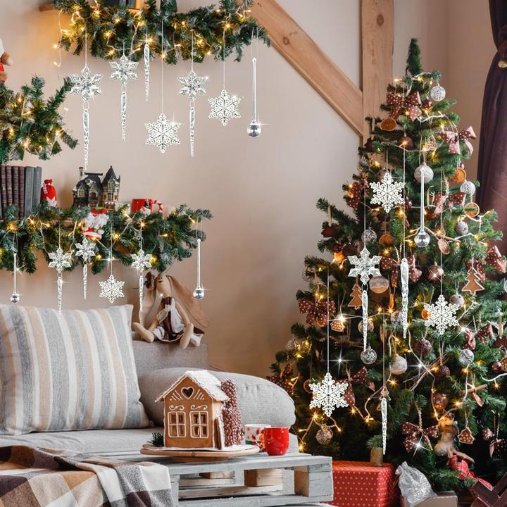 Produktbild Tutukyle 40-teiliges Weihnachtsbaumschmuckset Eiszapfen & Schneeflocke (40 -teilig)
