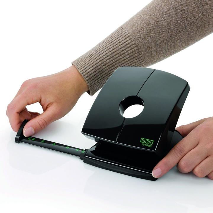 Actual product image Novus Punch B230 re+new, 2-hole punch 80 mm, for 30 sheets, stop bar + indicator, full meta...
