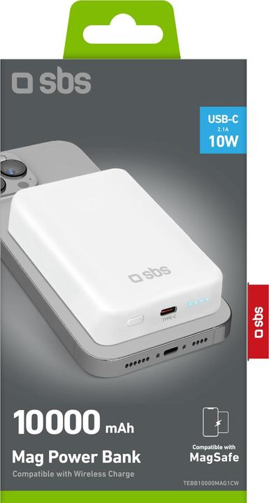 Actual product image SBS Powerbank 10.000mAh USB-C 10W/MagSafe 5W whiteá (10000 mAh, 10 W, 37 Wh)