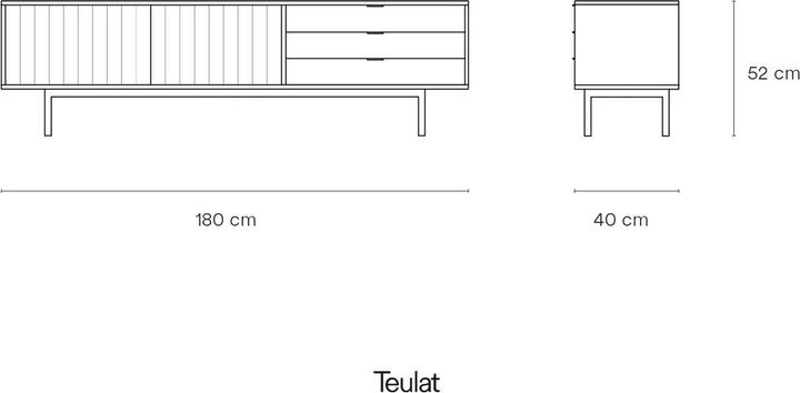 Image du produit Teulat Buffet Sierra noir/chêne 180 x 52 cm