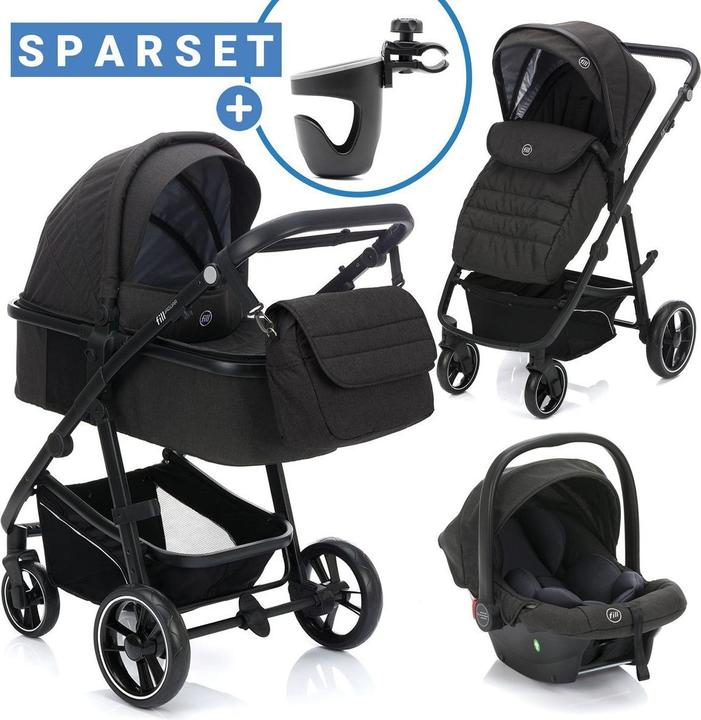 Actual product image Fillikid Kinderwagen 3 in 1 3-1 Kombi-Kinderwagen-Set Fill Jaguar mit