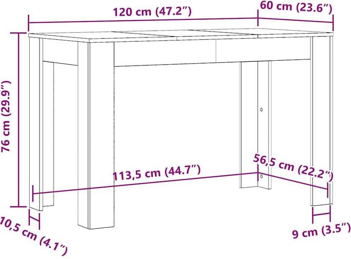 Produktbild VidaXL Esstisch Altholz-Optik 120x60x76 cm Holzwerkstoff (120 x 60 x 76 cm)