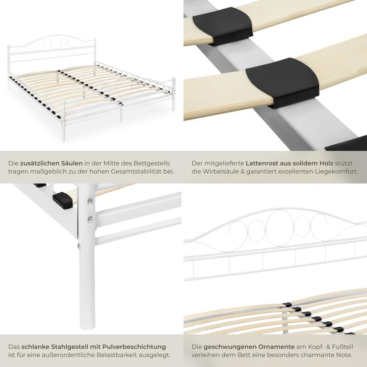 Produktbild tectake Metallbett (200 x 180 cm)