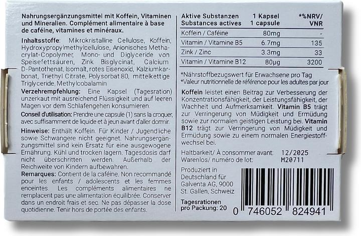 Nährwerte und Zutaten B-Sync On ON Aufwach-Kapseln (neu) Kaps (20 Stück, Kapseln, 18 g)
