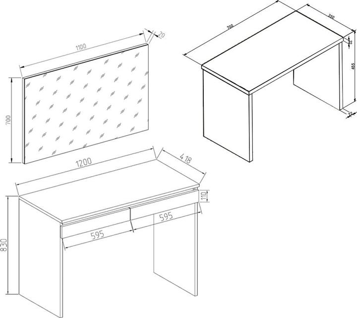 Produktbild Vicco Emma mit Hocker (120 x 42 x 83 cm)