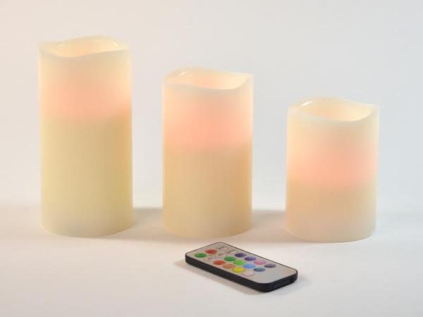 Produktbild Kögler LED Kerze, 3er Set 10.2cm,12.7cm,15.2cm mit Fernbedienung, 26.5x10x17.5cm (3 x)