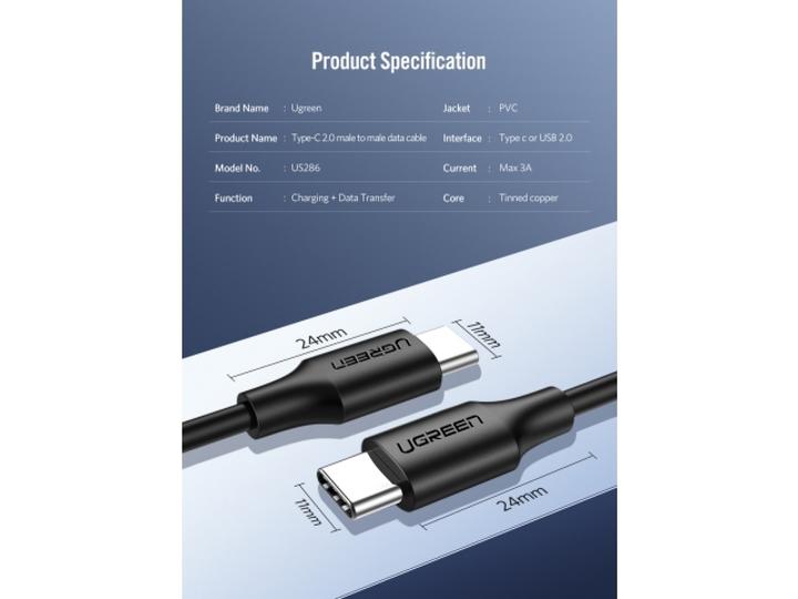Image du produit Ugreen USB-C Power Delivery QC 3.0 20V 3A 60W (2 m, USB 2.0)