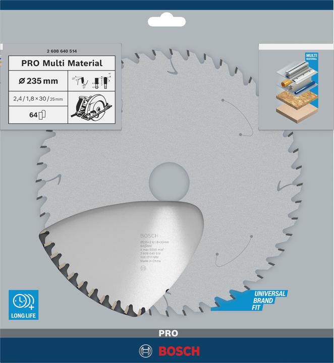Actual product image Bosch Professional Zubehör PRO Multi Material circular saw blade, 235 x 2.4 x 30 mm