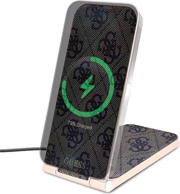 Produktbild Guess składana ład. indukcyjna 2w1 GUDCFAL4PEGW 15W brązowy/brown 4G Pattern MagSafe (15 W)
