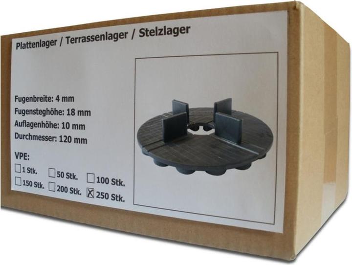 Produktbild Sanpro Gummi Plattenlager / Terrassenlager mit Fugenkreuz 4/18 mm, Anzahl 250 Stück