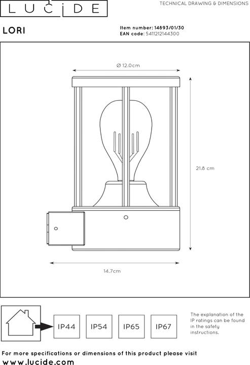 Actual product image Lucide Lori (E27, IP44)