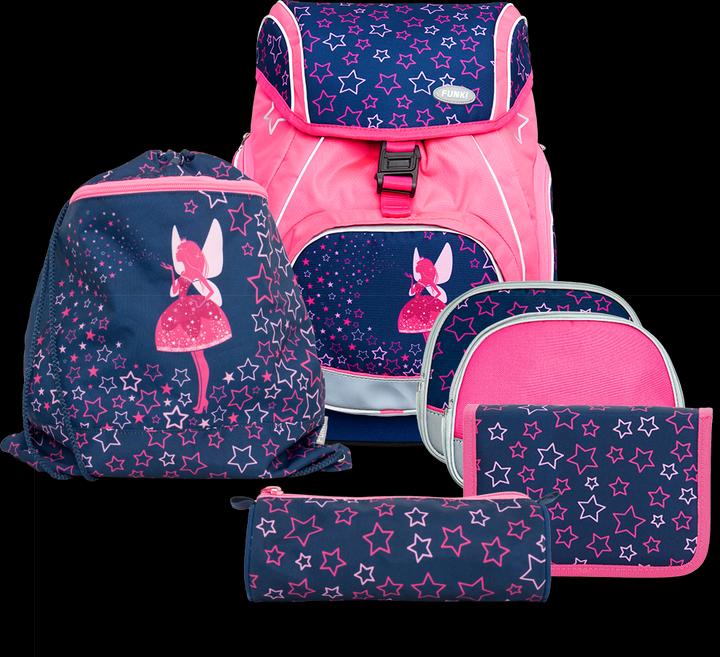 Funki Schulthek-Set Flexy-Bag Neon Edition Pink Fairy 6-teilig (28 l)
