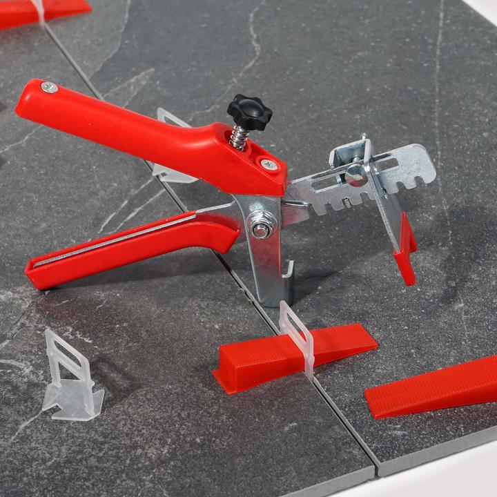 Actual product image XPOtool Tile Levelling System Set with 500 Pull Tabs 1.5mm & 1 Pair of Levelling Pliers, Laying Aid