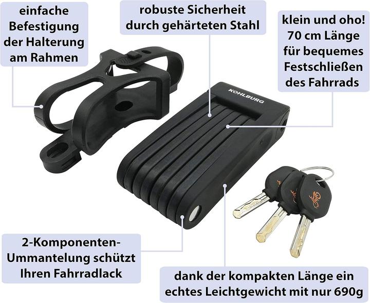 Actual product image Kohlburg Zurich folding lock with bracket (70 cm)