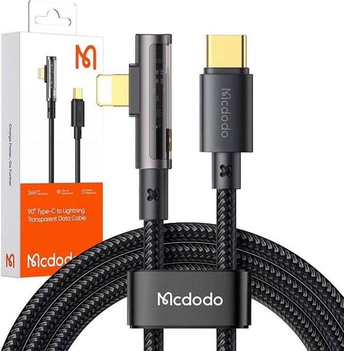Produktbild Mcdodo CA-3390 36W 1.2m USB-C to Lightning angle cable (black) (1.20 m)
