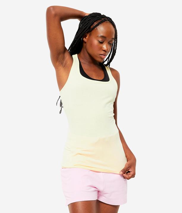 Domyos Top Damen Slim Rundhalsausschnitt - 500 vanille (L)