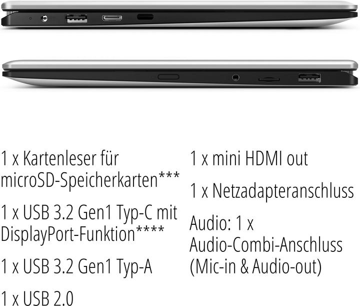 Actual product image Medion Akoya E3223 Convertible 13.3" Full HD TOUCH, Intel Pentium N5030, 8GB RAM, 256 GB SSD, Windows 11... (13.30", Intel Pentium N5030, 8 GB, 256 GB, DE)