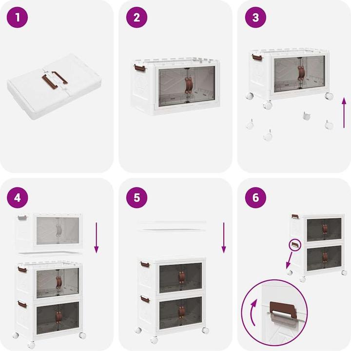 Image du produit VidaXL Boîte de rangement sur roulettes Empilable 2 étages 75 L 65 x 40 x 76cm (65 x 40 x 76 cm, 75 l)
