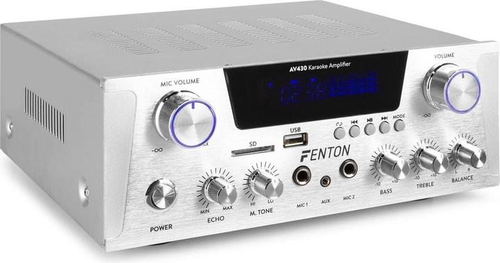 Immagine prodotto Karaoke amplificatore con Bluetooth - Fenton AV430A - 600W - 2 microfooningangen met echo - mp3 speler