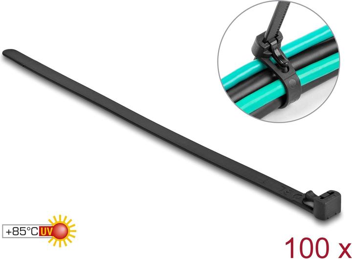Immagine prodotto Delock Fascette riutilizzabili resistenti al calore L 150 x L 7,5 mm 100 pezzi nero (Fascette in plastica, 150 mm, 100 pz.)