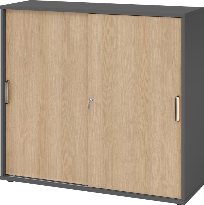 Produktbild Hammerbacher Schiebetürschrank 3OH 120cm SG Graphit/Eiche (120 x 40 x 110 cm)