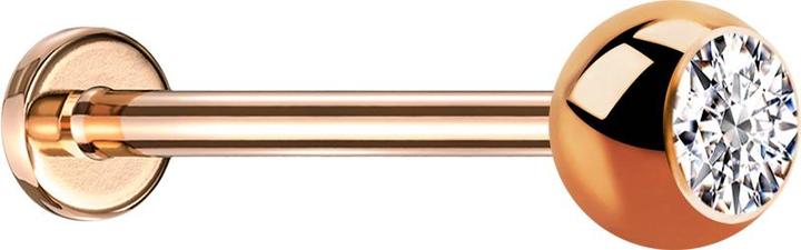 Star Piercing Micro Threadless Labret rosegold mit Kugel Kristall silber (Chirurgenstahl 316L, ohne Messing)
