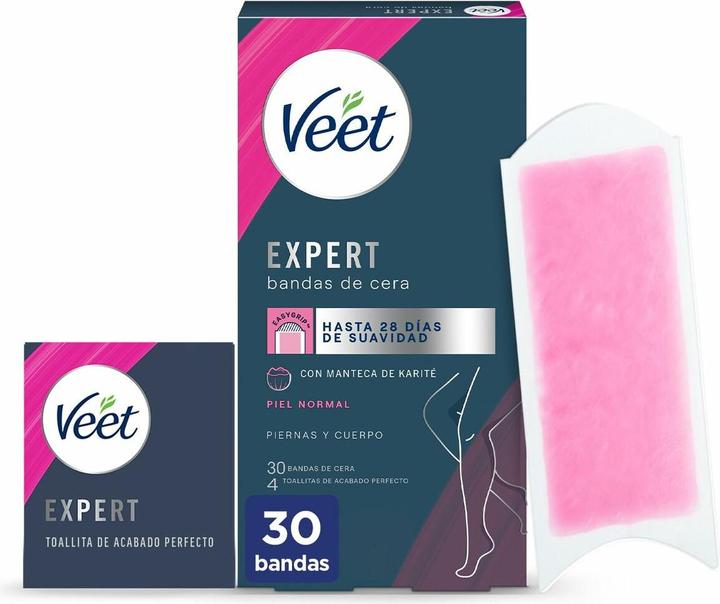 Veet Expert Cold Wax Strips for Hair Removal from Legs and Body with Shea Butter 30 Strips (30 x)