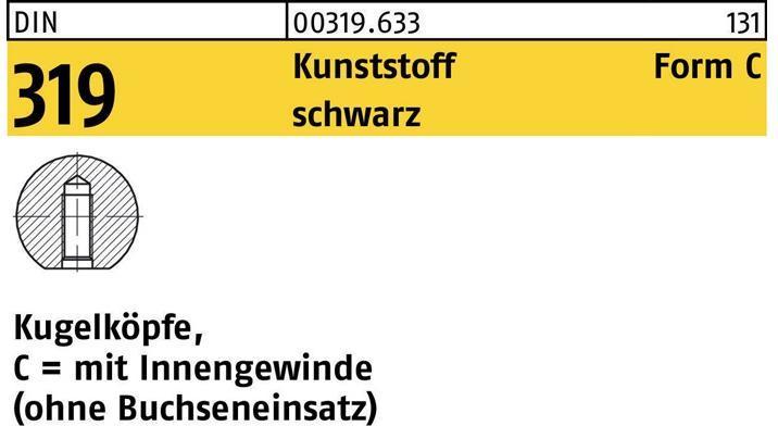 Produktbild Kugelknopf DIN 319 Form C 50 M 12 Kunststoff schwarz (Türknopf)
