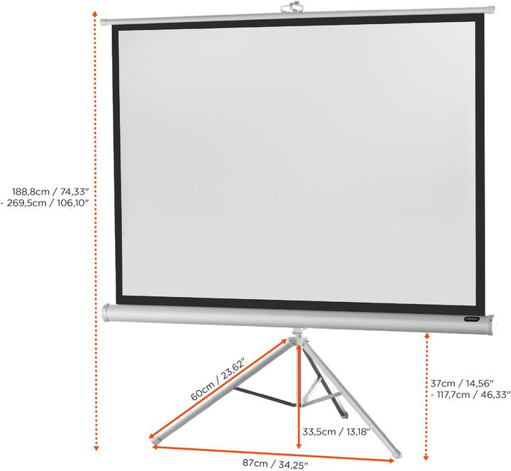 Immagine prodotto Celexon Schermo treppiede economico - Schermo di proiezione con treppiede - 221 cm (87") (87", 4:3)