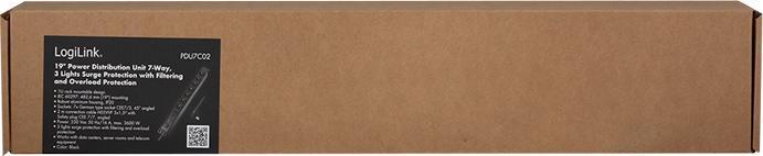 Produktbild LogiLink 19" Steckdosenleiste 7-fach, mit Netzfilter u. Überlastschutz (7 x, CEE 7/3, 2 m)